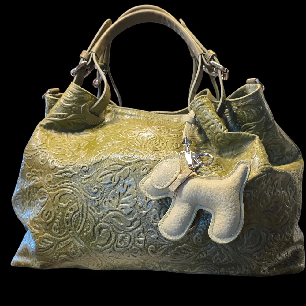 Elegant Olive Green Stella Bianca Italian Satchel NWOT - Picture 10 of 15